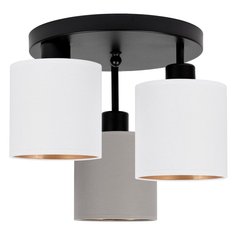 Lampa sufitowa 30x30x31 cm trzypunktowa z abażurami gwint E27 czarna z szaro-białymi abażurami do salonu - Miniaturka zdjęcia nr 3