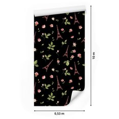 Tapeta DLA DZIEWCZYNKI Wieże Eiffla Kwiaty Liście  - Miniaturka zdjęcia nr 2