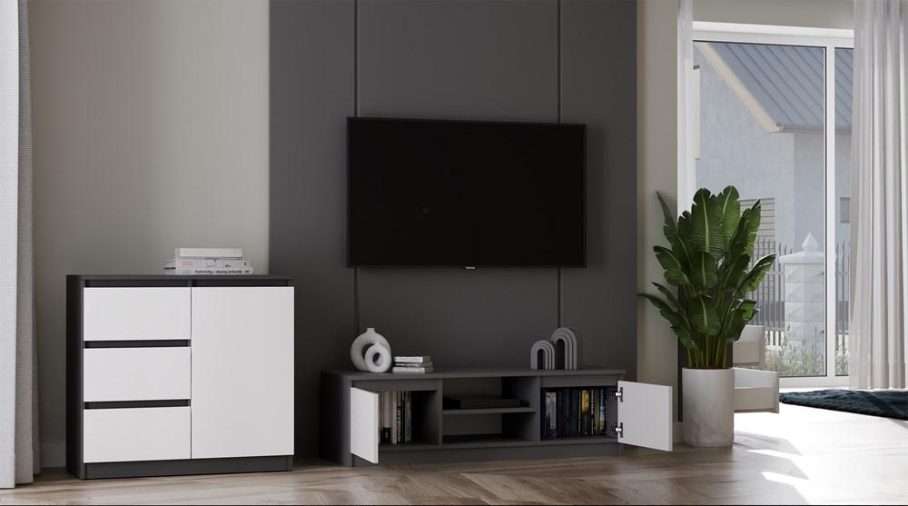 Szafka RTV Malwa 36x120x40 cm stolik pod telewizor antracyt biały nr. 3