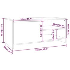 Stolik kawowy 102x50x45 cm z półką z drzwiczkami przydymiony dąb do salonu - Miniaturka zdjęcia nr 9