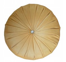 Poduszka dekoracyjna ozdobna okrągła welur żółta