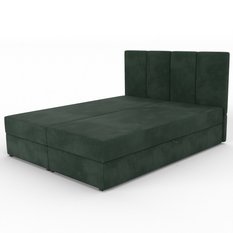 Łóżko kontynentalne 160x200x113 cm tapicerowane podwójne z materacem butelkowa zieleń - Miniaturka zdjęcia nr 10