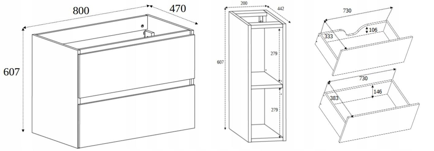 Szafka łazienkowa SIMPLE 100 cm z regałem dąb jasny nr. 15