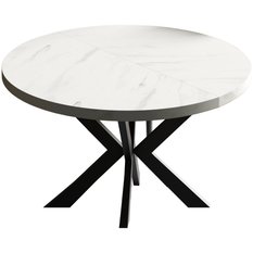 Stół rozkładany 90 cm okrągły Granito marmur bianco do jadalni - Miniaturka zdjęcia nr 1