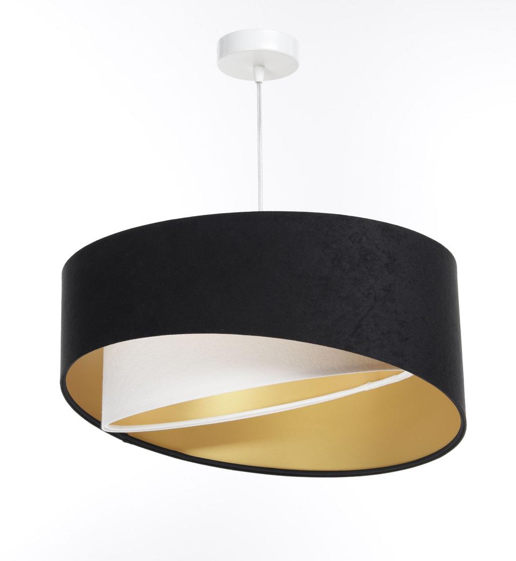 Lampa 45 cm do sypialni salonu wisząca asymetryczna czarno-biało-złota nr. 4