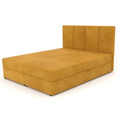 Łóżko kontynentalne 160x200x113 cm tapicerowane podwójne z materacem żółte - Miniaturka zdjęcia nr 10