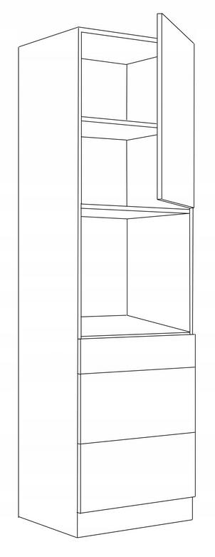 Szafka kuchenna dolna 60x57x210 cm z szufladami do zabudowy piekarnika dąb artisan biały połysk do kuchni nr. 2