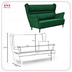 Zestaw wypoczynkowy ZOJA sofa + 2 fotele zielone do salonu  - Miniaturka zdjęcia nr 5