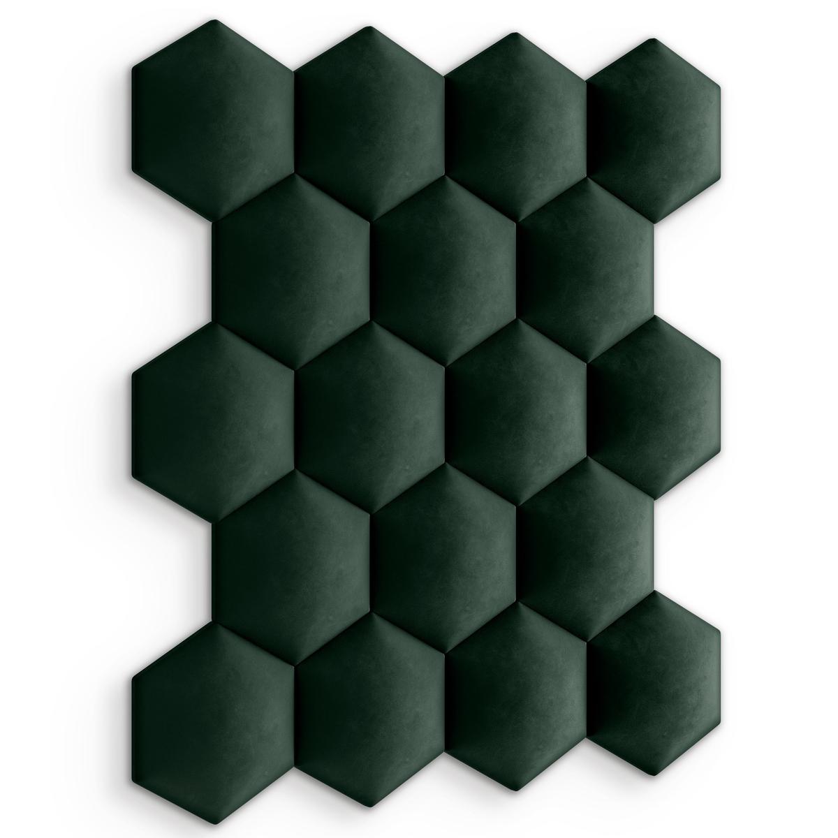 Panele tapicerowane 35x40 cm na ścianę hexagon butelkowa zieleń nr. 3