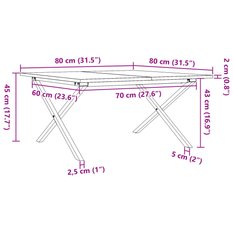 Stolik kawowy 80x80x45 cm nogi w kształcie litery X lite drewno do salonu - Miniaturka zdjęcia nr 10