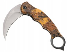 Nóż myśliwski 20 cm / 7 cm scyzoryk karambit składany turystyczny survivalowy brązowy - Miniaturka zdjęcia nr 3