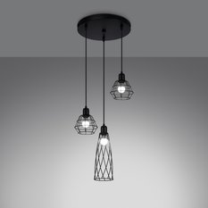 Lampa wisząca SUBA 3P czarna 120x38x38cm nowoczesna E14 do salonu - Miniaturka zdjęcia nr 3