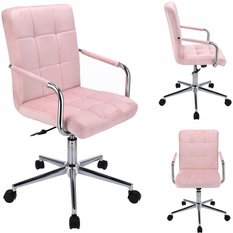 Krzesło obrotowe do biurka biura tapicerowane welur CUBE różowe