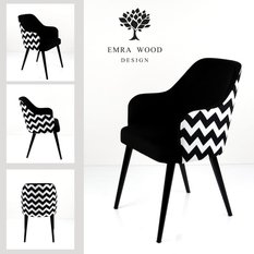 Krzesło tapicerowane KR-9 53x83x49 cm DELUXE Zygzak Classic 01 do jadalni czarno-białe