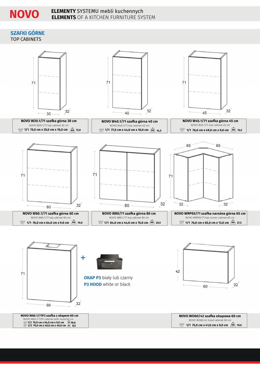 Meble kuchenne NOVO 240 cm zestaw szafek kuchennych z okapem biały mat nr. 10