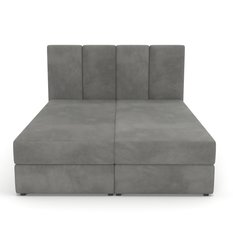 Łóżko kontynentalne 160x200x113 cm tapicerowane podwójne z materacem szare - Miniaturka zdjęcia nr 9