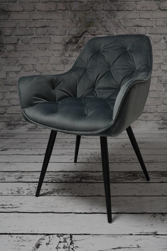 Fotel ARTEN X krzesło do jadalni salonu welur ciemnoszary nogi czarne nr. 7