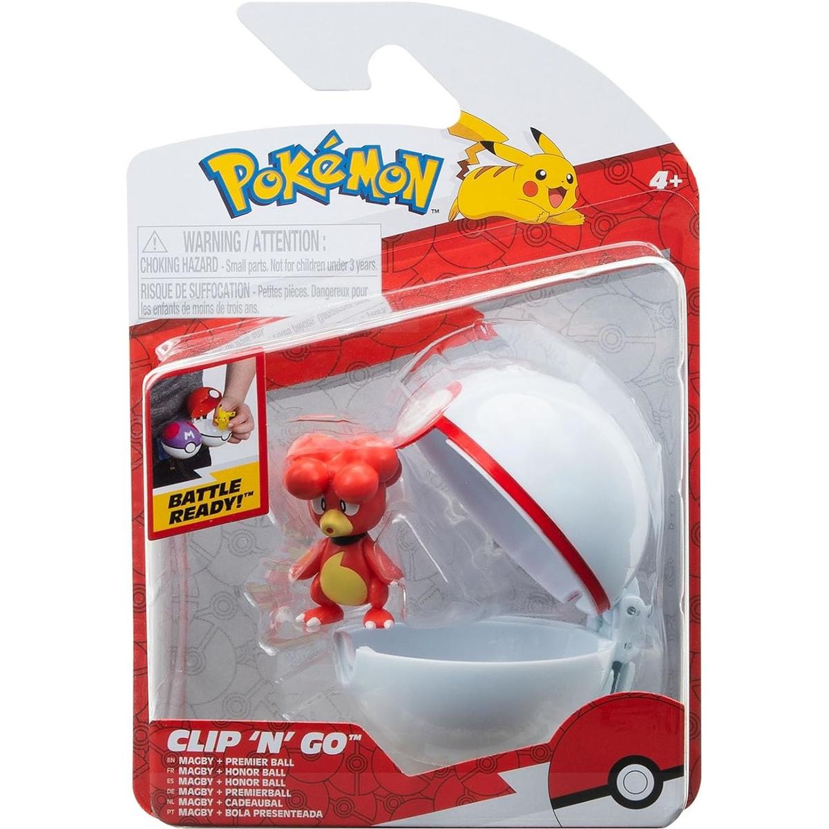 POKEMON CLIP 'N' GO ZESTAW JAZWARES ORYGINALNA FIGURKA MAGBY + PREMIER BALL