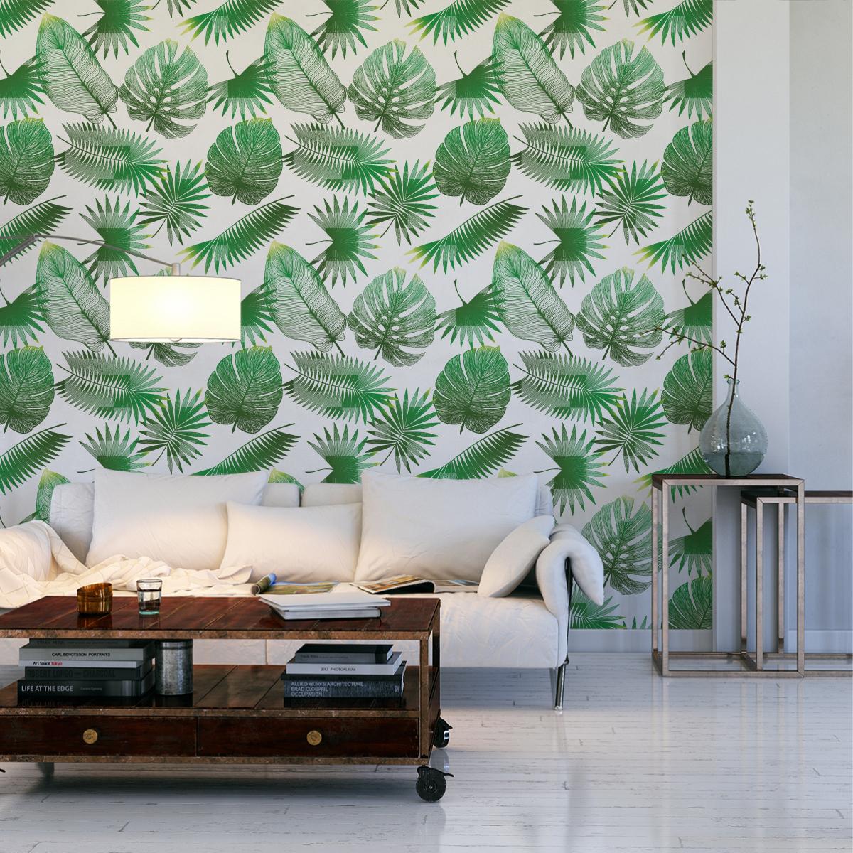 Tapeta, Zielone, Egzotyczne Liście, Bananowiec, Monstera nr. 4