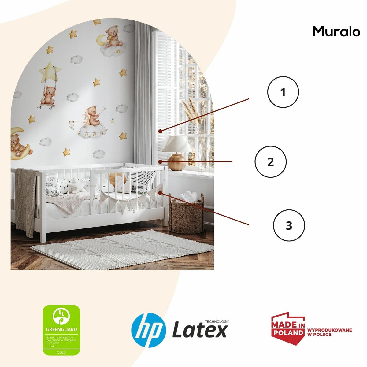 Naklejki Ścienne Dla Dzieci Misie Gwiazdy 60x30 Króliczki ZESTAW nr. 3