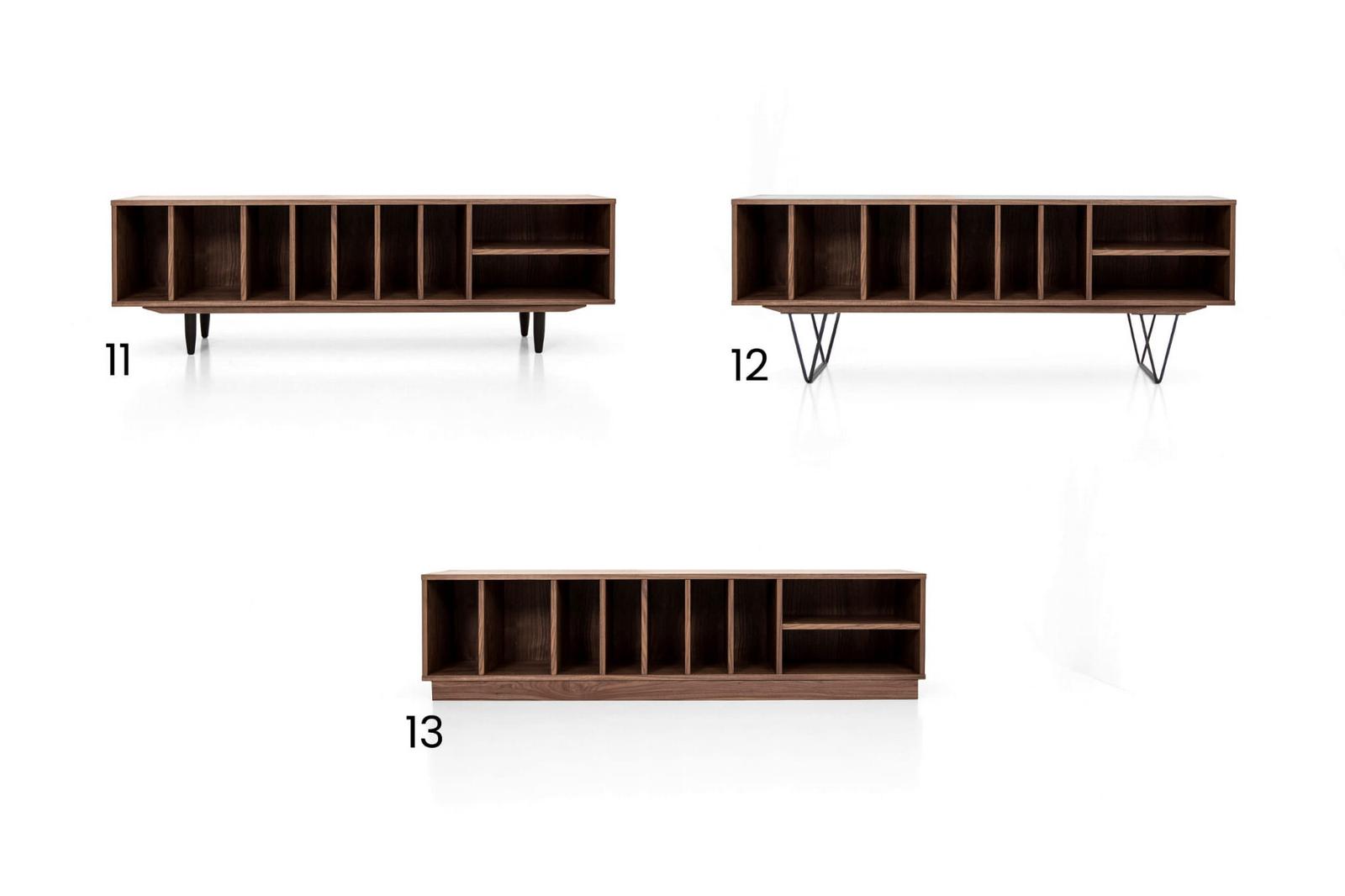 Szafka RTV 175x45x55 cm z półkami na winyle płyta fornirowana orzech amerykański do salonu nr. 2