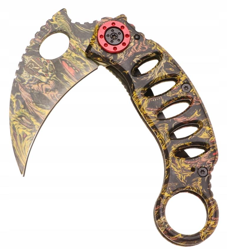 Nóż myśliwski 17 cm / 6,5 cm scyzoryk karambit składany turystyczny survivalowy wielobarwny nr. 3