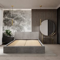 Łóżko tapicerowane do sypialni basic 120x200x88 cm łóżko podwójne z pojemnikiem szare - Miniaturka zdjęcia nr 3