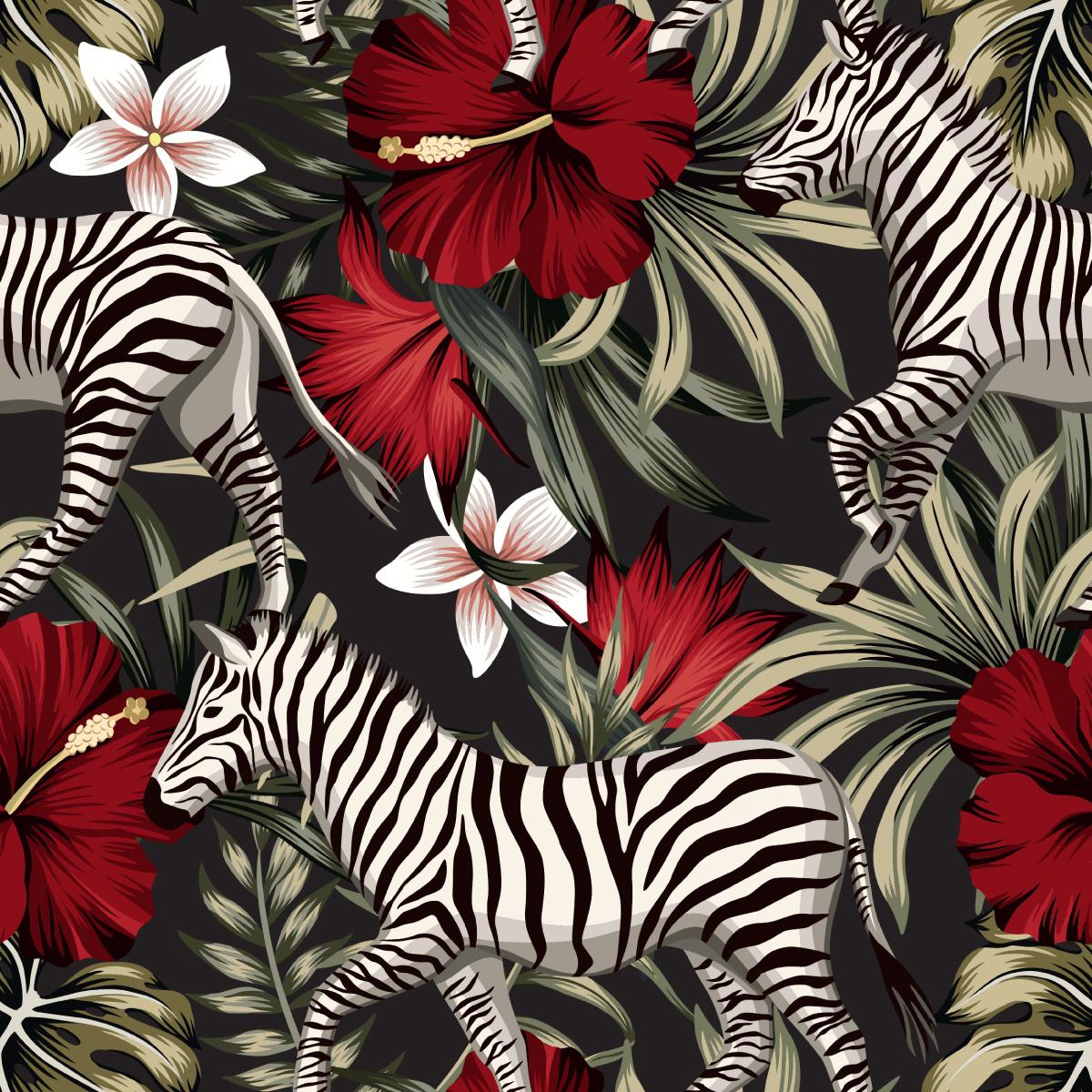 Tapeta Do Sypialni ZEBRY Tropikalne Rośliny Natura  nr. 5