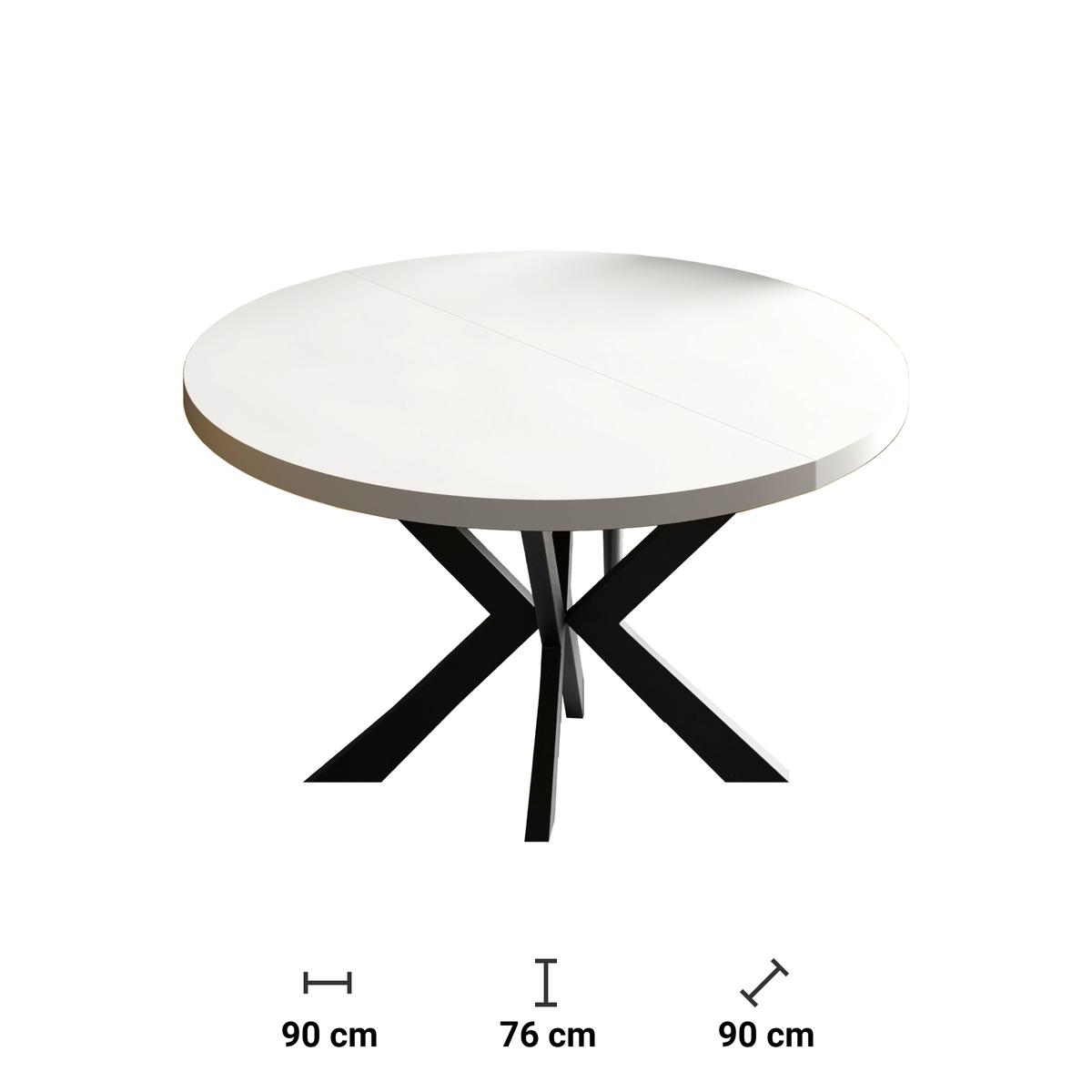 Stół rozkładany 90 cm okrągły Granito arctic white do jadalni nr. 3