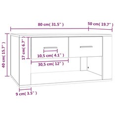 Stolik kawowy 80x50x40 cm z praktyczną półką przydymiony dąb do salonu - Miniaturka zdjęcia nr 9