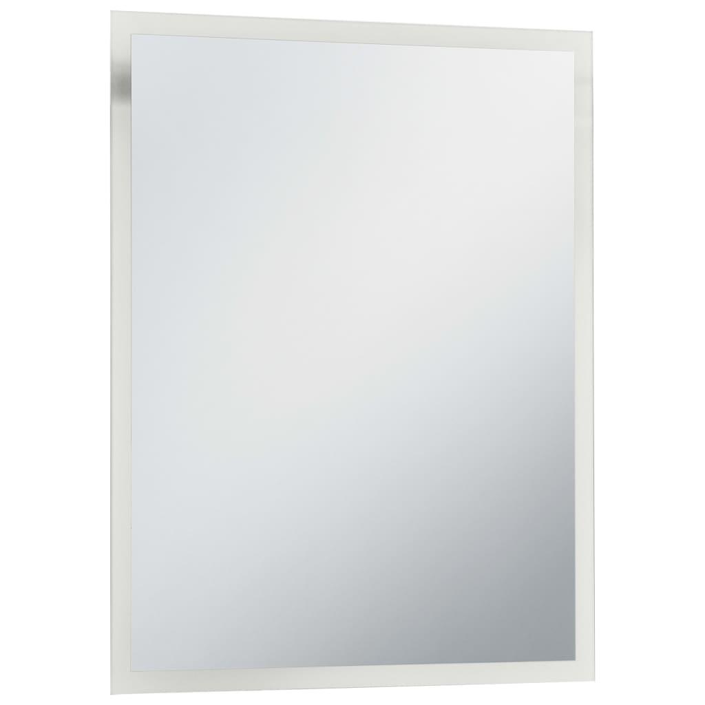 Lustro 50x60 cm do sypialni łazienki z LED aluminium szklane srebrny