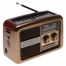 Radio przenośne 20 x 8,5 x 13 cm RETRO z funkcją bluetooth   USB z latarką  ładowany solarnie brązowe - Miniaturka zdjęcia nr 1