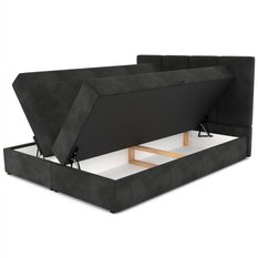 Łóżko kontynentalne 160x200x113 cm tapicerowane podwójne z materacem czarne - Miniaturka zdjęcia nr 12