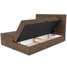 Łóżko kontynentalne 160x200x113 cm podwójne z materacem brązowe  - Miniaturka zdjęcia nr 11