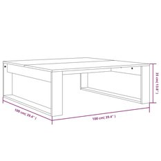 Stolik kawowy 100x100x35 cm stabilny brązowy dąb do salonu - Miniaturka zdjęcia nr 7