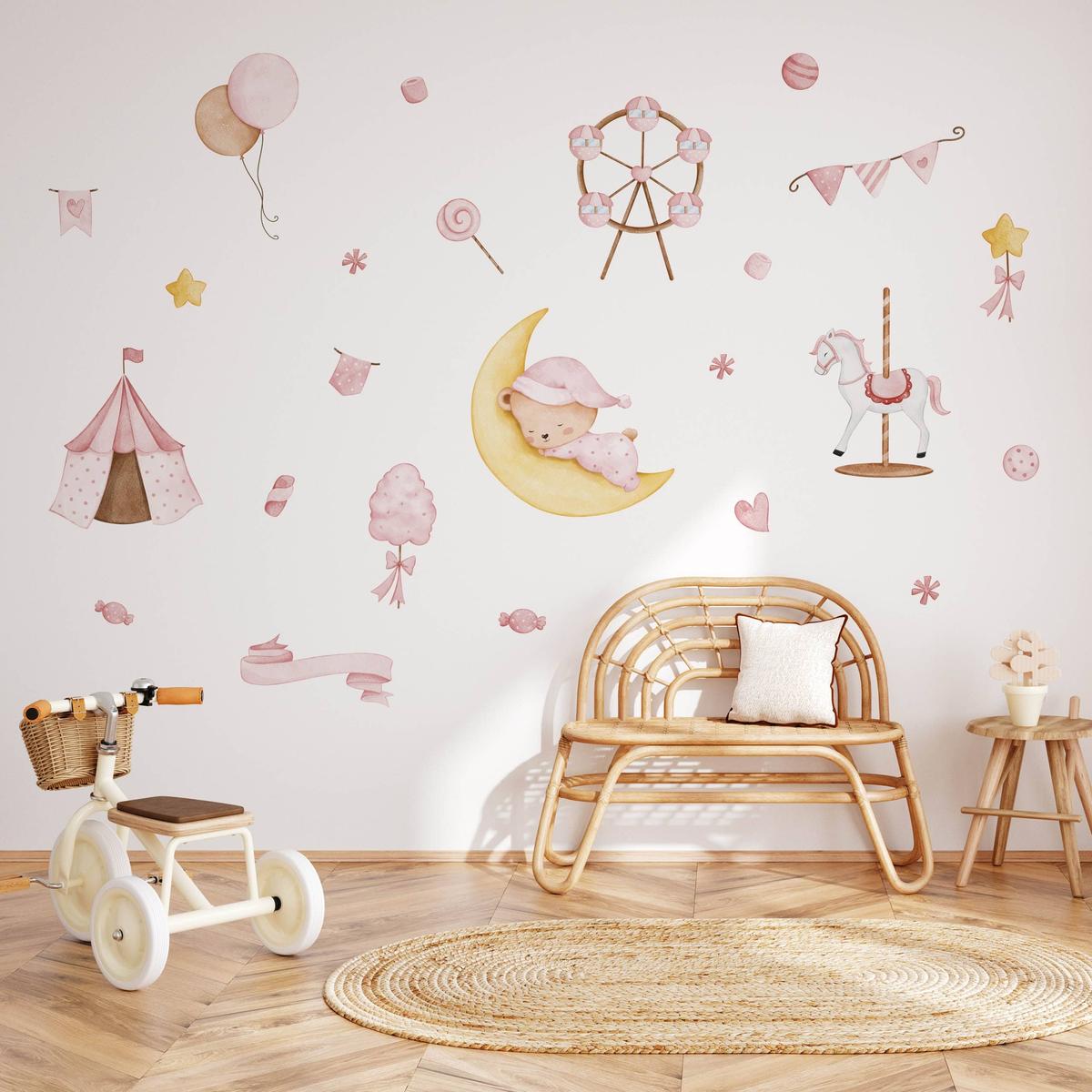 Naklejki Ścienne Dla Dzieci Misiu Słodycze 120x60 Balony ZESTAW nr. 6