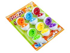 Układanka edukacyjna sorter dopasuj kształty i kolory jajka 6 sztuk dla małych dzieci 