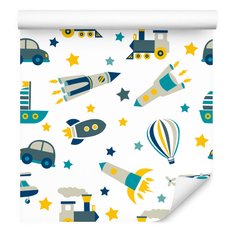 Tapeta do pokoju dziecka helikoptery, auta, balony  - Miniaturka zdjęcia nr 3