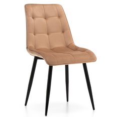 Krzesło CHIC beżowe tapicerowane welurowe aksamit do jadalni lub salonu 