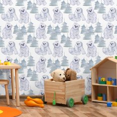 Tapeta W Rolce Białe Malowane NIEDŹWIEDZIE Polarne  - Miniaturka zdjęcia nr 7