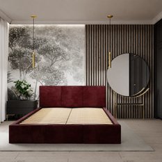 Łóżko tapicerowane do sypialni 180x200x110 cm podwójne z pojemnikiem modne bordowe - Miniaturka zdjęcia nr 9