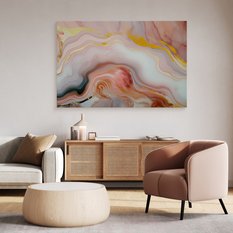 Obraz Na Płótnie Pastelowy Różowy Marmur Abstrakcja Styl Glamour 120x80cm - Miniaturka zdjęcia nr 6