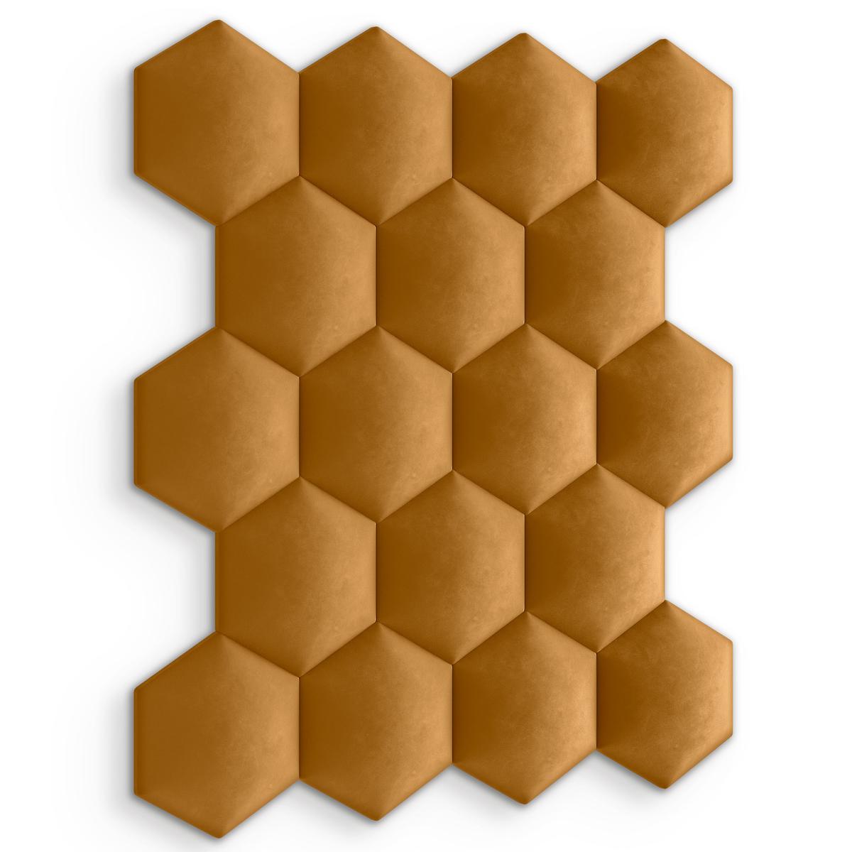 Panele tapicerowane  35x40 cm na ścianę hexagon żółty nr. 3