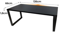 Biurko gamingowe model 1 Low 136x66x1.8 cm czarne loftowe led stabilne metalowe do pokoju gracza - Miniaturka zdjęcia nr 2