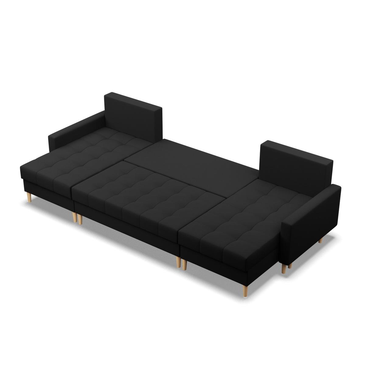 Narożnik w kształcie U ELMA 294x88x140 cm z leżankami rozkładany z funkcją spania sprężyna bonell sofa narożna czarna nr. 4