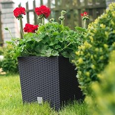 Doniczka z wkładem kwadratowa 20x20cm RATTAN Biała - Miniaturka zdjęcia nr 9