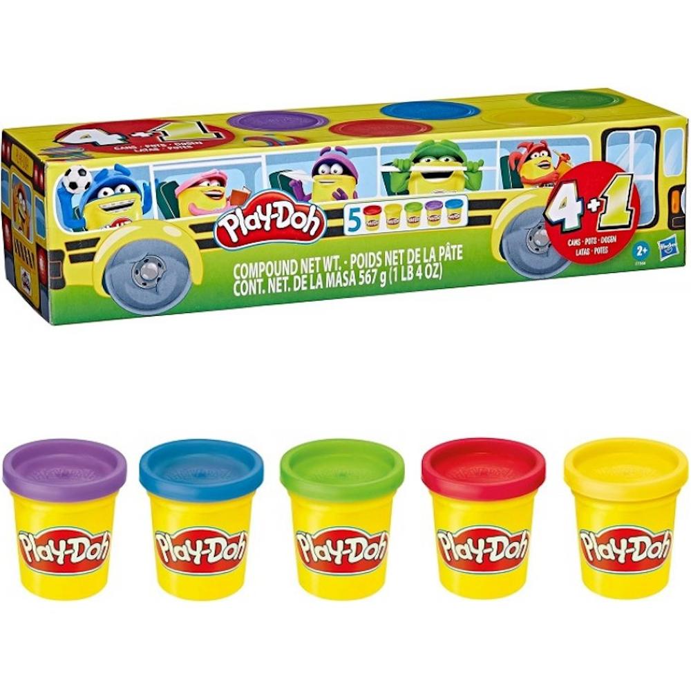 Ciastolina zestaw kolorowych tub autobus 5-pak hasbro 4+1 f7368 play-doh dla dziecka nr. 1