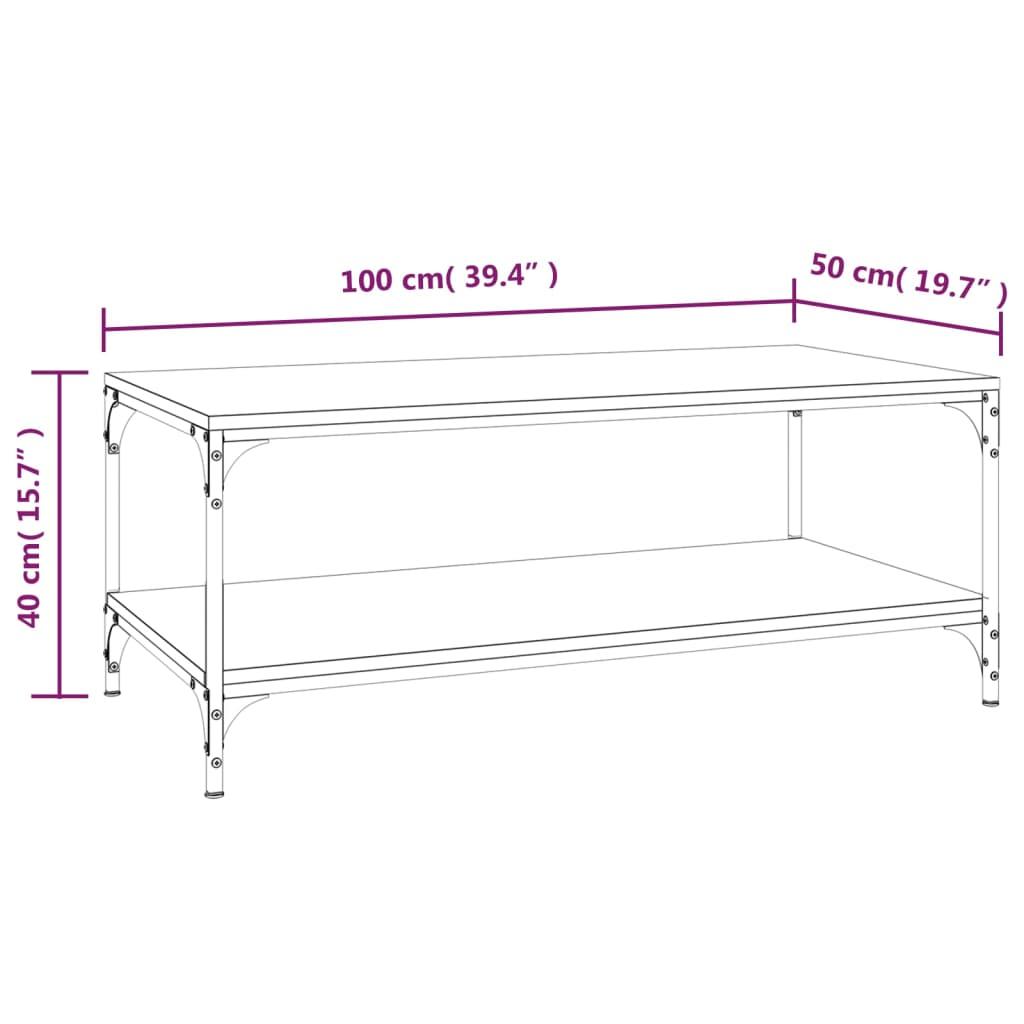 Stolik kawowy 100x50x40 cm z  regulowanymi metalowymi nogami przydymiony dąb do salonu nr. 8