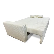 Kanapa rozkładana z funkcją spania 230x90x85 cm poduszki top gruby sztruks kremowa - Miniaturka zdjęcia nr 2