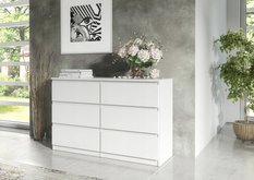 Komoda MARTUSIA 79x140x39 cm z 6 szufladami biała mat do salonu - Miniaturka zdjęcia nr 3